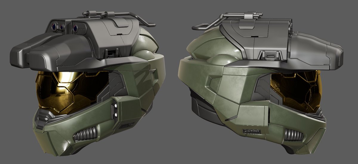 Vivid__VFX's tweet photo. MK6 - Scout Helmet.  My vision of something Linda 058 could have worn during the events of Ghost of Onyx. Though I'm always of the opinion that all the spartan 2s looked the same, I also like this a lot. It would make her unique, without being a different helmet entirely. https://t.co/CyiWZNRZrJ