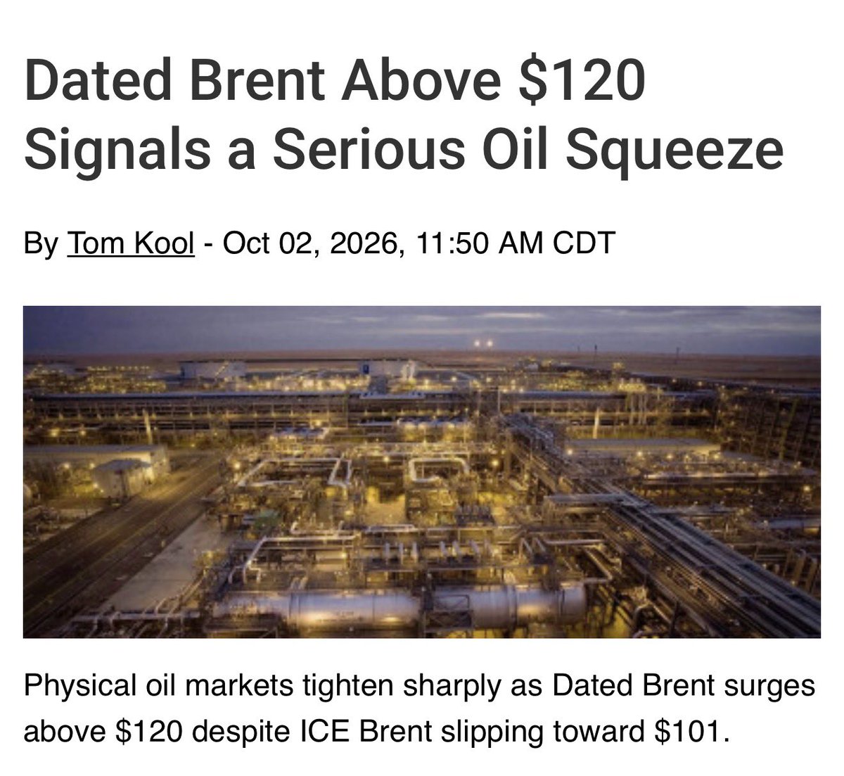 dimitrilascaris's tweet photo. Dated Brent crude is the physical spot market price assessment for immediate-loading North Sea crude oil cargoes.

Dated Brent has surged above $120 per barrel, signalling “a serious oil squeeze”.

(Per https://t.co/Bnl8g0kPic) https://t.co/1Cr2tBNaYN