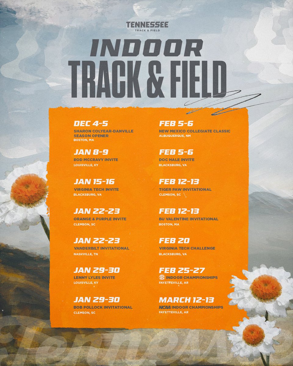 Vol_Track's tweet photo. Presenting our 2026-27 track &amp; field schedule!

📰 https://t.co/GaESVupzdO https://t.co/1RFoWk72Al
