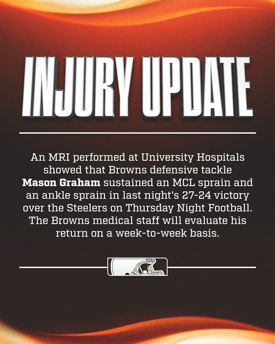 Browns's tweet photo. an update on Mason Graham

📰: https://t.co/tTedHTZLwc https://t.co/gltNwTHNtj