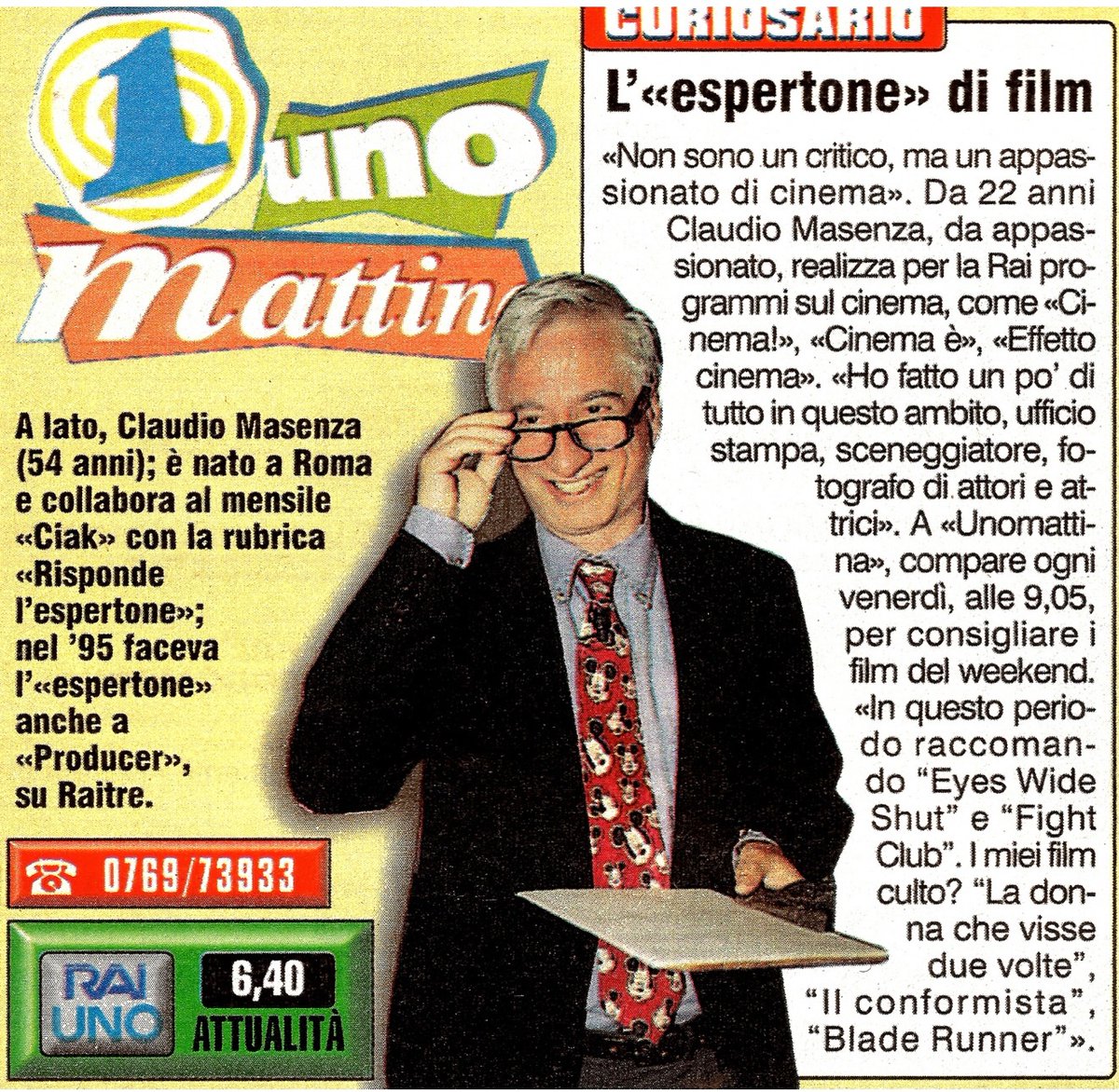 Eyp3258's tweet photo. Old newspapers… when, once a week, I found myself live on Rai Uno early in the morning, supported by my dear Paola Saluzzi. https://t.co/y9hbg9uR0y