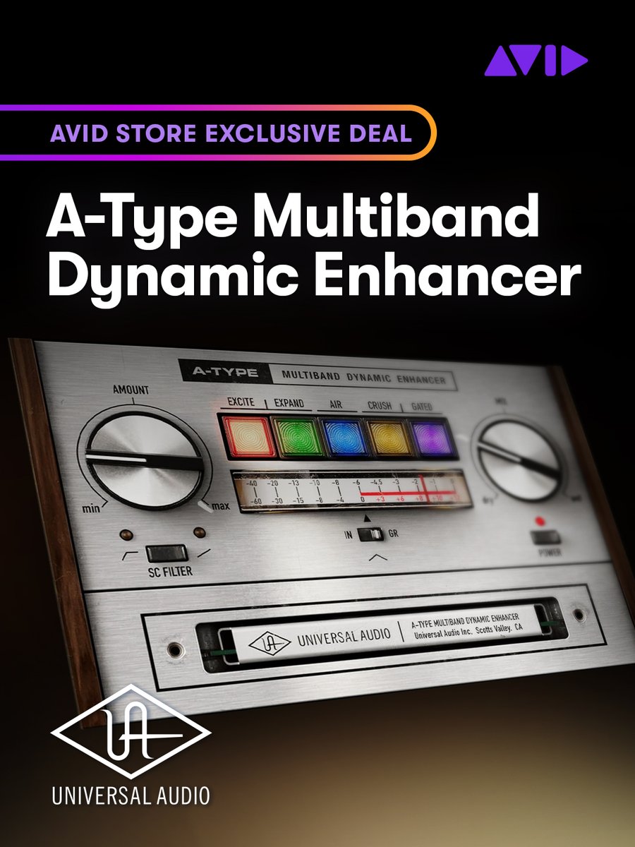 AvidProTools's tweet photo. Mix like it’s 1985 with A-Type Multiband Dynamic Enhancer from Universal Audio. Now $100 off until October 31. Only on the Avid Store.

▶️ https://t.co/5zgx2QGjBZ

#protools #avidstore #universalaudio #plugins #avid https://t.co/peQeFHdW87