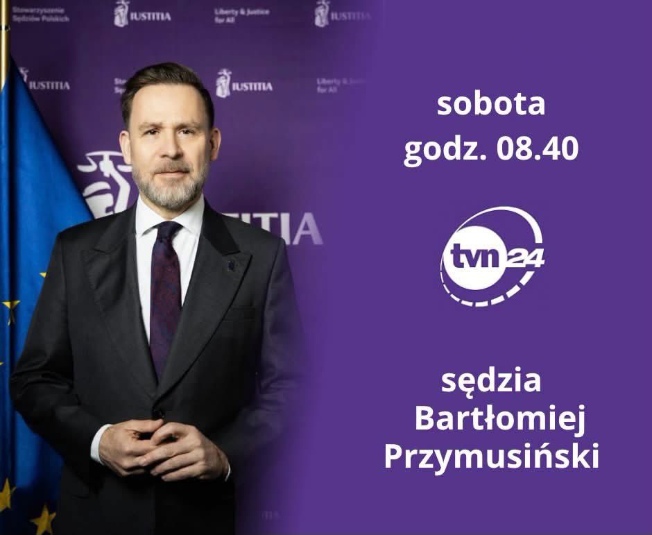 JudgesSsp's tweet photo. 🟣 Weekend zaczniemy poranną rozmową z prezesem #IUSTITII sędzią Bartłomiejem Przymusińskim @bprzymusinski na antenie @tvn24 
Do zobaczenia 👋 https://t.co/tuFsa0FH9i
