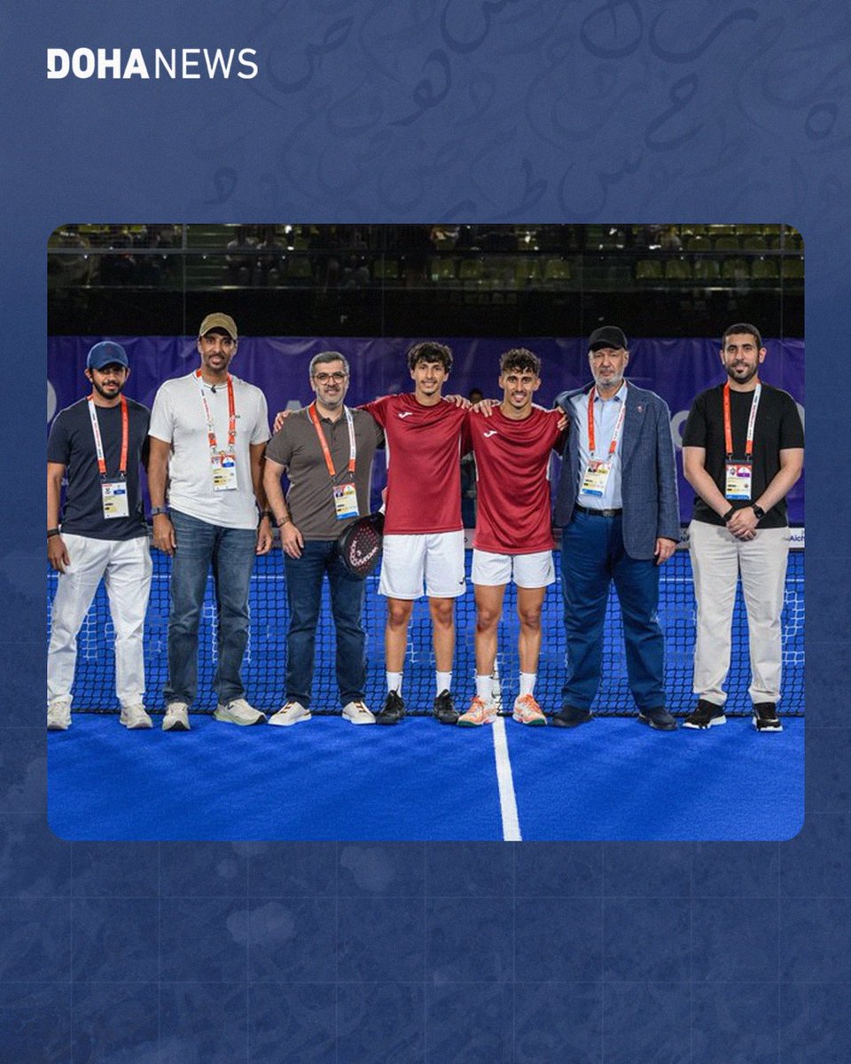 dohanews's tweet photo. #Qatar’s Rashed Nawaf and Mishari Nawaf secured a place in the men’s padel final at the Aichi-#Nagoya 2026 #AsianGames after defeating #Iran’s Hami Joulistan and Aria Roghani 6-4, 6-2 in Friday’s semi-final. The #Qatari pair will face Malaysia’s Christian Didier Chin and Aidan Younes for gold on Saturday.

