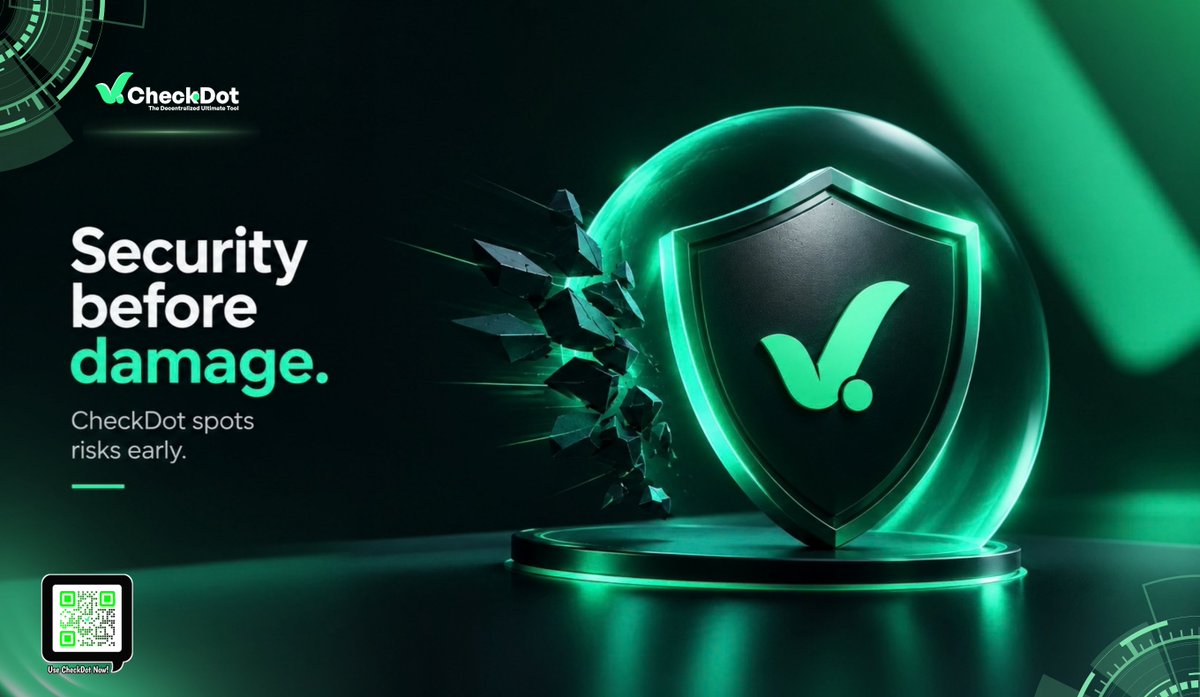 Checkdot_proto's tweet photo. 🚨 What if the next attack is already coming?

In Web3, waiting for the damage means waiting too long.

The smarter move? Spot the risk before it becomes a threat.

🛡️ Detect early.
🔍 Monitor risks.
⚡ Stay protected.

#CheckDot — Security before damage.

#Web3 | #crypto | #DeFi https://t.co/pmvgcnOVg5