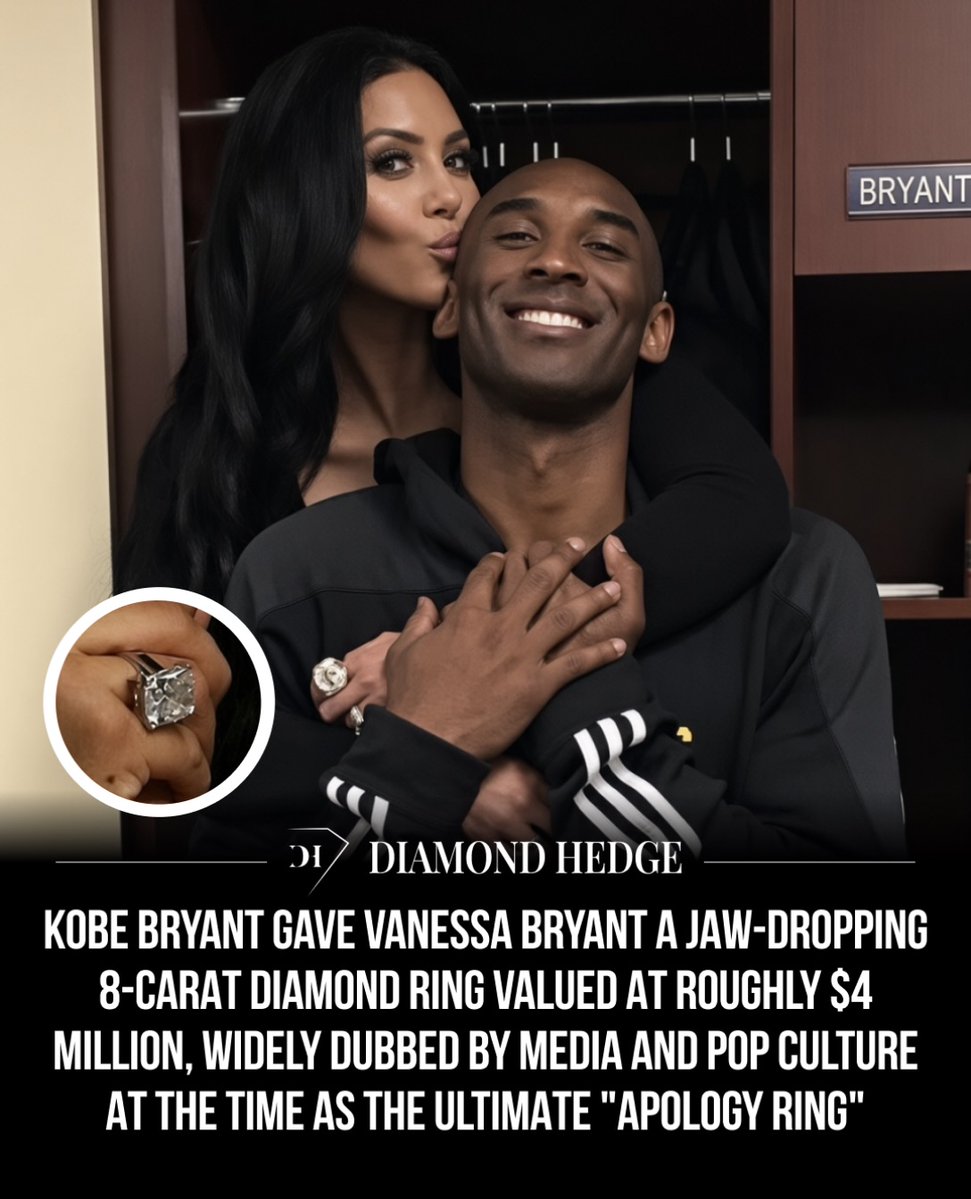 sfnco's tweet photo. Diamond Hedge’s August 24, 2026 photo: Kobe Bryant gave Vanessa Bryant an 8-carat diamond ring worth about $4 million, widely dubbed the ultimate “apology ring. https://t.co/NyaFSnlGd3
