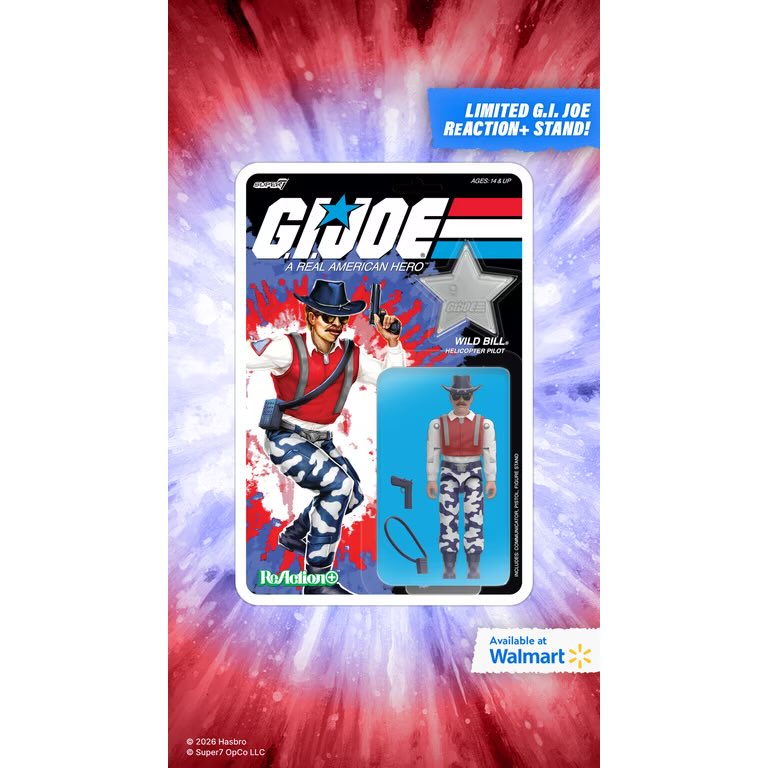 _CIAD_'s tweet photo. More images of Wild Bill from G.I. Joe ReAction+ 250th Wave 08b, dropping on October 8th as part of Walmart’s Collector Con. 

Thanks again to @toyhuntersholler for the heads up! #surveillanceport

#gijoe #super7 #walmart https://t.co/7POAs9M2P1