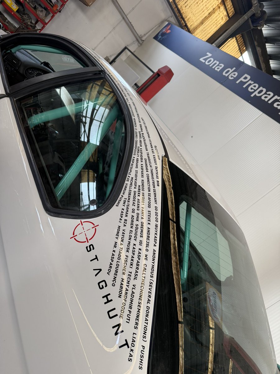 ExTriage's tweet photo. Hello Kaspians! 💚

Today I woke up and went straight to cutting the roof sticker. Then I found the courage to tackle all 125 names 😂

Removing the excess vinyl took over 10 hours and a LOT of patience. Believe me, it nearly drove me mad, but it’s finally done! Ehehe 💪

I’ve checked twice, and every single person who donated $KAS to help build the car has their name here. Thank you from the bottom of my heart. You helped make this happen, and your names will be riding with us on every stage! 💚🏁

See you tomorrow, Kaspians! Big hugs!

https://t.co/OC2xHYidPI