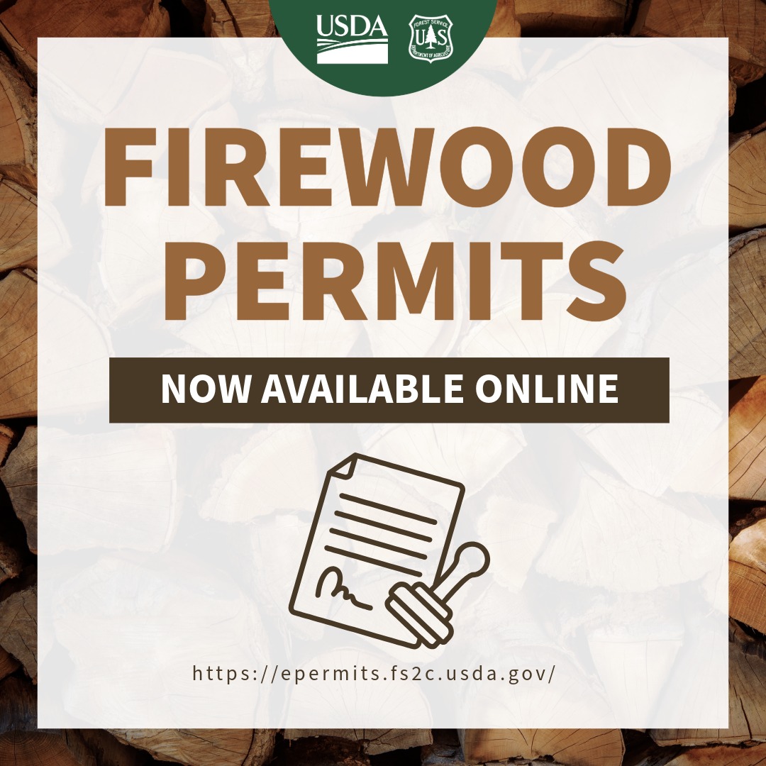 forestservice's tweet photo. Fuelwood permits are available year-round through our E-Permits website https://t.co/qo81DtwLXx – quick, easy, &amp; ready whenever you are. Grab your permit before heading out &amp; enjoy the warmth all winter long. This applies to personal-use firewood. #FirewoodMonth https://t.co/tE1PWSR9wU