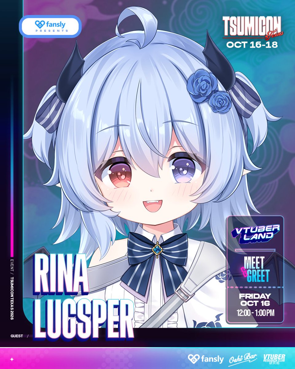 RinaLucsper's tweet photo. come meet me this year @TsumiCon at @theoshibar's booth~!  

it's my first time ever having a M&amp;G at TsumiCon so I'm super excited ♡⸜(˶˃ ᵕ ˂˶)⸝♡

my time slot is 12:00PM - 1:00PM CST on Friday, October 16, 2026✨ https://t.co/36zqPHkD4i