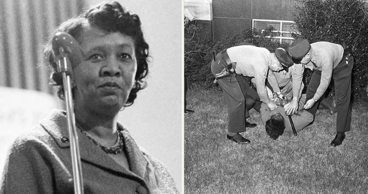 blackJournals01's tweet photo. The sheriff jabbed her in the neck with his club while she queued to register to vote.

She was fifty-four years old. She turned round and punched him so hard he went down.

Three deputies put her on the ground. Annie Lee Cooper.

She had tried to register before. She had already been sacked from her job at a nursing home for trying.

On that morning in January 1965 about a hundred and fifty people were queuing outside the Dallas County courthouse in Selma. 

Sheriff Jim Clark was working the line as he always did, moving people on.

He pushed her. She told him he should not have done that. He jabbed her with the billy club. And she hit him. Properly. He went to the pavement.

The photograph of her being held down by three men while Clark stood over her with his club raised ran nationally and is one of the images that moved Selma onto the front pages in the weeks before the bridge.

She was jailed for eleven hours.

She lived in Selma for another fifty years, voted in every election she could, and in 2008 stood in line again, at ninety-six, to vote for a Black president. 

She said she would have waited all day. She died in 2010 at ninety-nine.

Fifty-four years old, in a queue, with a club in her neck. And she swung.