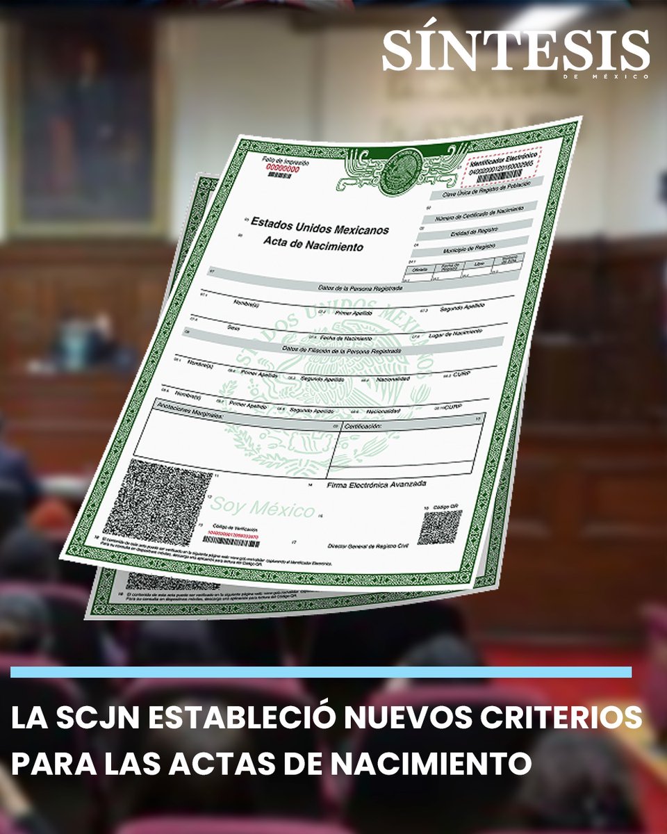 TlaxSintesis's tweet photo. En 2026, la SCJN estableció cambios en actas de nacimiento   https://t.co/ENNGCfsPdC https://t.co/ctZWpWsj7i