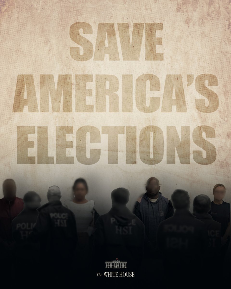 WhiteHouse's tweet photo. Democrats: ILLegAl AliEnS DoNT VoTe iN AmeRIcA'S ELecTiOnS

This week alone, the Justice Department charged multiple illegal aliens for allegedly voting illegally, fraudulently registering to vote, and committing related election crimes across the country. https://t.co/ITjl1Z5JjT