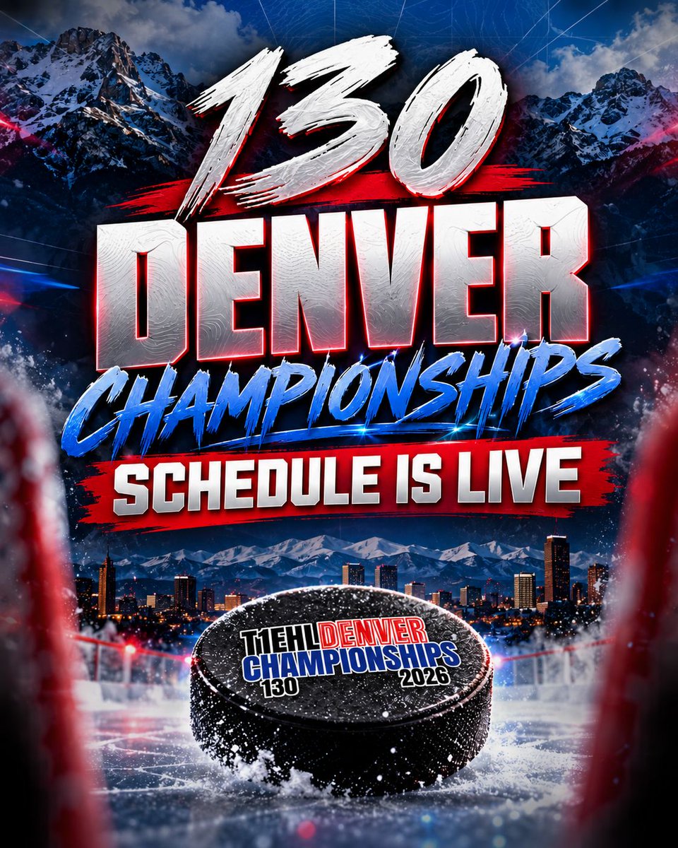 T1EHL's tweet photo. 🚨 13o DENVER 🚨

The schedule is officially LIVE. 🔥🏒
https://t.co/hp8vGG2E1P

#T1EHL #13o #DenverChampionships #T1EHLTournament https://t.co/tCmYqUVual