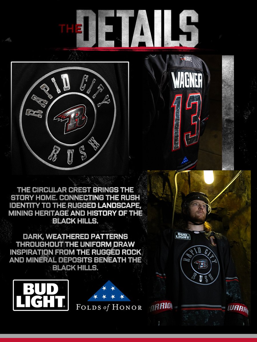 RapidCityRush's tweet photo. The details behind this season's warmups 😮‍💨

#RushEmDown | @budlight | @FoldsofHonor https://t.co/X9ekRoBzHT