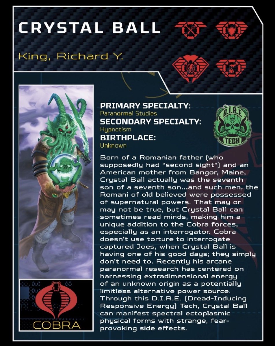_CIAD_'s tweet photo. Check out file card info for the G.I. Joe Classified Series Crystal Ball, Ghost Viper and D.I.R.E Hawk, via @gijoe. #surveillanceport

#gijoe #gijoeclassified #gijoeclassifiedseries https://t.co/Py5W6rDGUX