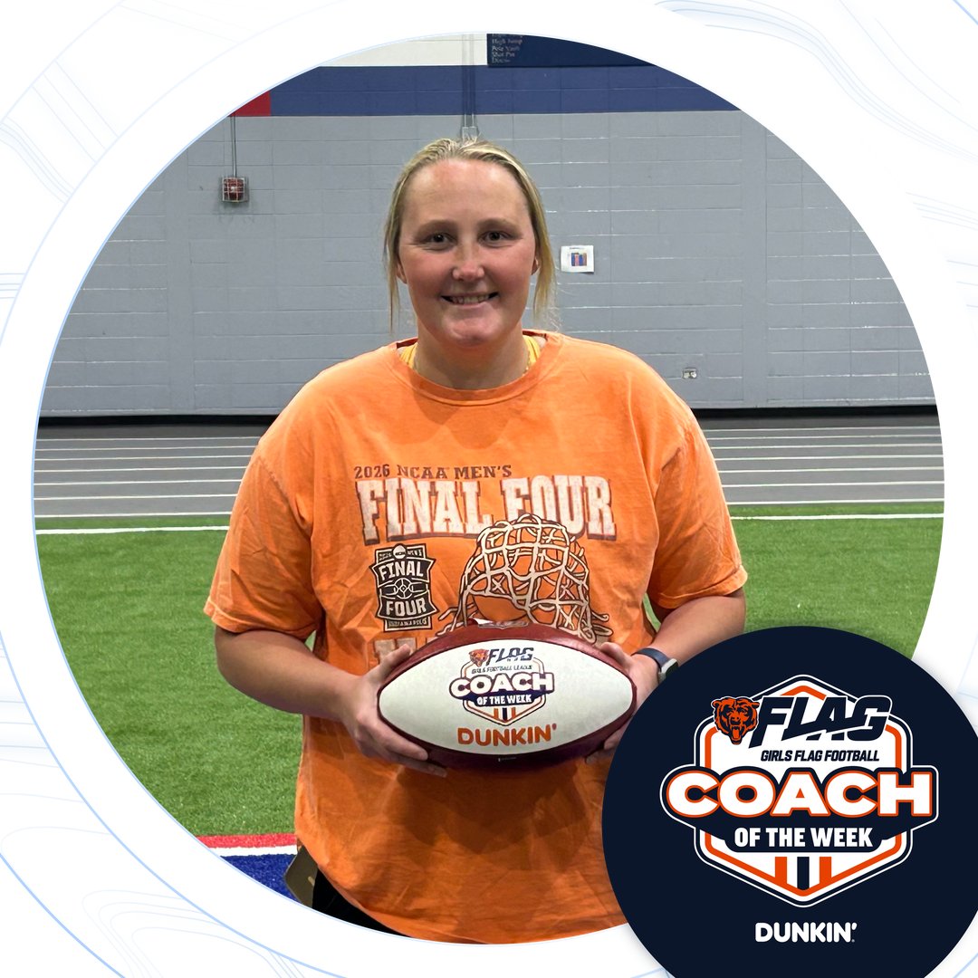 BearsOutreach's tweet photo. Congratulations to Jordyn McFarlane from West Aurora High School on being selected the Week 5 Chicago Bears Girls Flag Coach of the Week. #ThisisHSFootball 👏🔥🏈 https://t.co/YyLOzLAkOZ