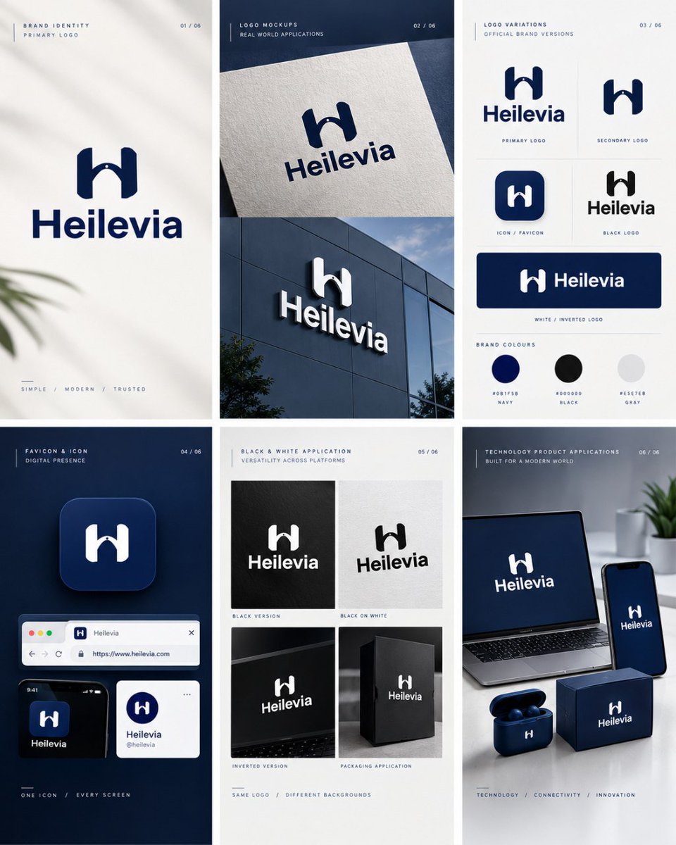 Diamonddigits1's tweet photo. What does a brand need beyond a logo?
For Heilevia, I wasn't just creating a mark.
I was building a visual identity around the brand's direction, audience, and place in the smart-home space.

#Diamondoluwaseunibukun #diamonddigits #BrandIdentity #LogoDesign #SmartHome https://t.co/GyNJwDN0o0