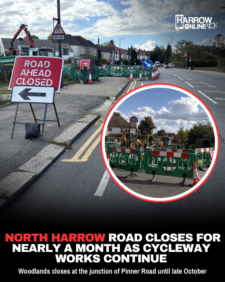 harrowonline's tweet photo. A road in North Harrow has closed to vehicles for nearly a month as work connected to the Harrow-to-Pinner cycleway continues to progress. Link in bio. #Harrow #News #HarrowOnline https://t.co/Z6wfkiV552