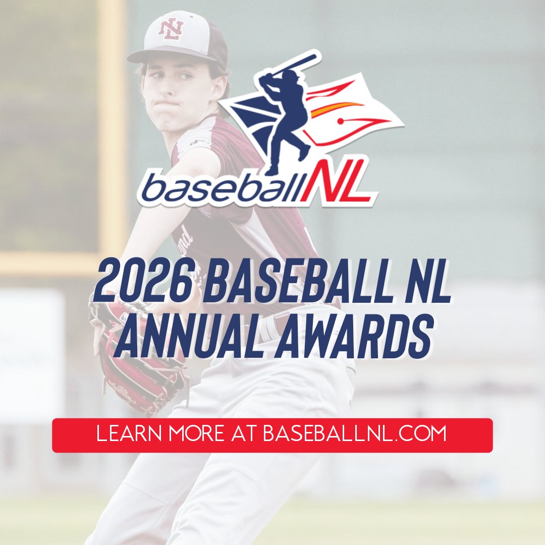 BaseballNL's tweet photo. Nominations for our 2026 Baseball NL Awards are now open‼️

🆕 We have a new Hosting Award this year!

📆 Nominations close on Friday, October 16th

Award descriptors &amp; nomination form ⤵️
https://t.co/wDMuAlNMsx https://t.co/fst5hBaSDK