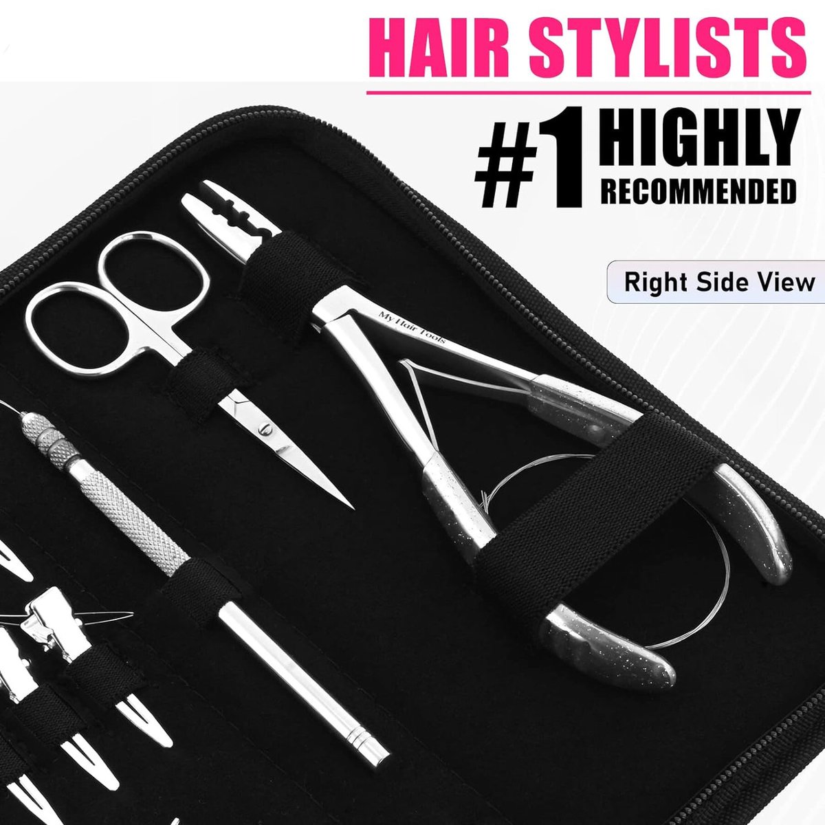 13Polito's tweet photo. My Hair Tools Extension Kit: 2-hole micro bead crimping pliers, 12 sectioning clips, parting tool, mini scissors, and C-type pulling loop needles. Available on Amazon. DM for wholesale catalog. https://t.co/BwSJfaNEo3