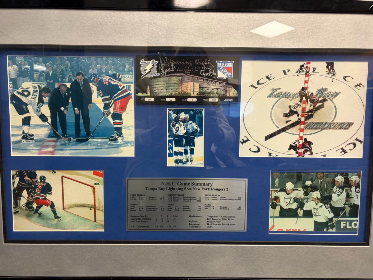LightningFDN's tweet photo. The puck has dropped on our season and our Home Opener Bolts Silent Auction! Bid on amazing items, including a one-of-a-kind Opening Night 1996 piece signed by both Tony and Phil Esposito. To place your bids, visit: https://t.co/vW8TKYA3R1 https://t.co/McOPWUoneA