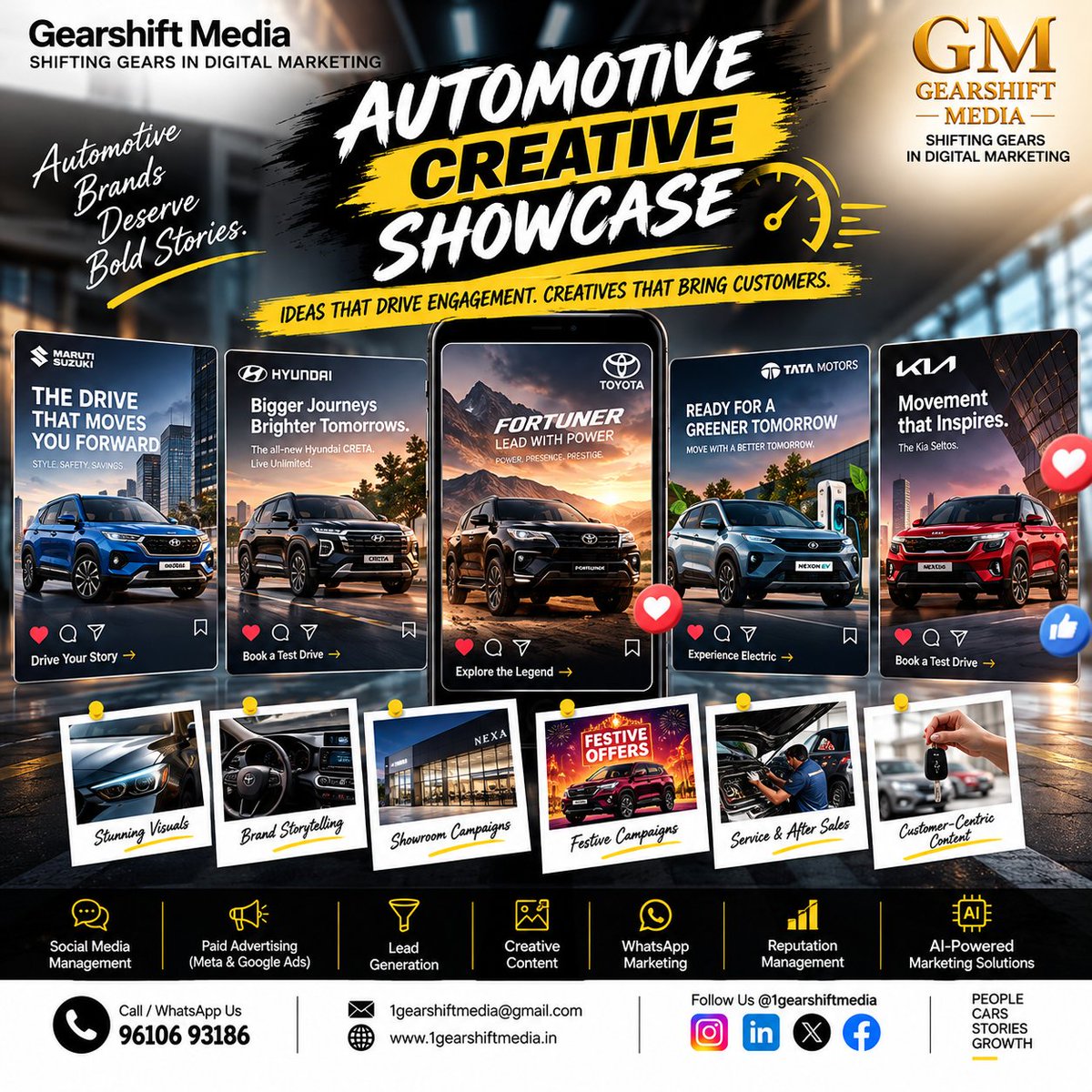 1GearshiftMedia's tweet photo. Great automotive brands deserve bold digital stories.

From scroll-stopping creatives to campaigns that drive engagement, we turn automotive marketing into meaningful growth.

#GearshiftMedia #AutomotiveMarketing #DigitalMarketing #CreativeMarketing https://t.co/jZMupahxtR