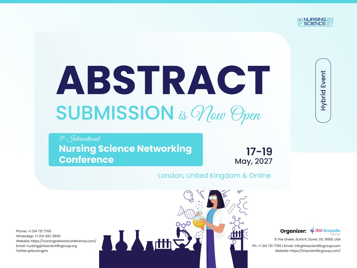 NursingIris's tweet photo. π©Ί #NursingScience2027 β Call for Abstracts!
Presentation slots are filling fast!
π© Submit your abstract today and reserve your presentation slot: https://t.co/vIvO7w5rhc
#NursingScience2027 #NursingConference #CallForAbstracts #NursingResearch #Healthcare #NursingCommunity https://t.co/jVaRMZJJ4E