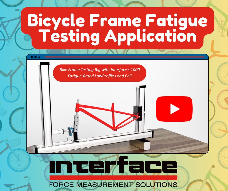 loadcells's tweet photo. A bicycle manufacturer must perform a fatigue test on its newly designed bike frames. Watch the animated application note on Interface's YouTube channel: https://t.co/PwOE5Dg7Q6. Engineers set up a new testing rig using the Interface 1000 Fatigue-Rated Load Cell. #LoadCell https://t.co/YaEIoAUbJt