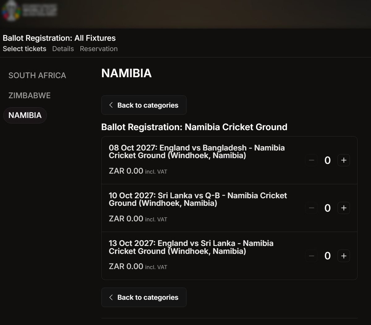 BdJcricket's tweet photo. Oh cool the ticket ballot for *All Fixtures* is open. 
Gonna get in for those definitely-part-of-the-real-world-cup SUPER SERIES games that are for real part of the tournament and not just there to immediately bin off two qualifiers.

Oh.

Well that's odd. https://t.co/clOWkfhDR3