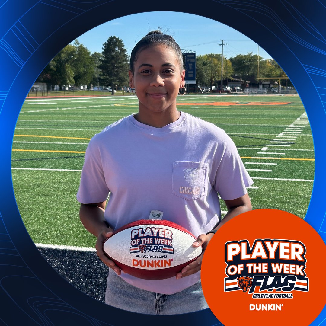 BearsOutreach's tweet photo. Congratulations to Kerra-Elizabeth Serrette from Buffalo Grove High School on being selected as the Week 5 Chicago Bears Girls Flag Player of the Week. #ThisisHSFootball 👏🔥🏈 https://t.co/AtR7wT3lWj