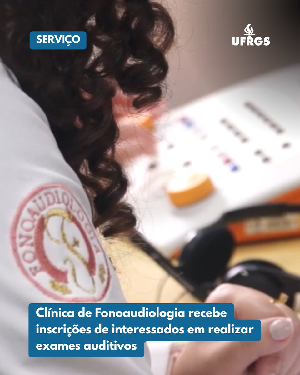 ufrgsoficial's tweet photo. A Clínica de Fonoaudiologia da Faculdade de Odontologia da UFRGS está com inscrições de manifestação de interesse para realização de exames auditivos (audiometria, imitanciometria). As vagas são destinadas a pessoas com idade acima de 12 anos
Saiba mais em https://t.co/L7mRDiBzmC https://t.co/ITG9g9iqv4