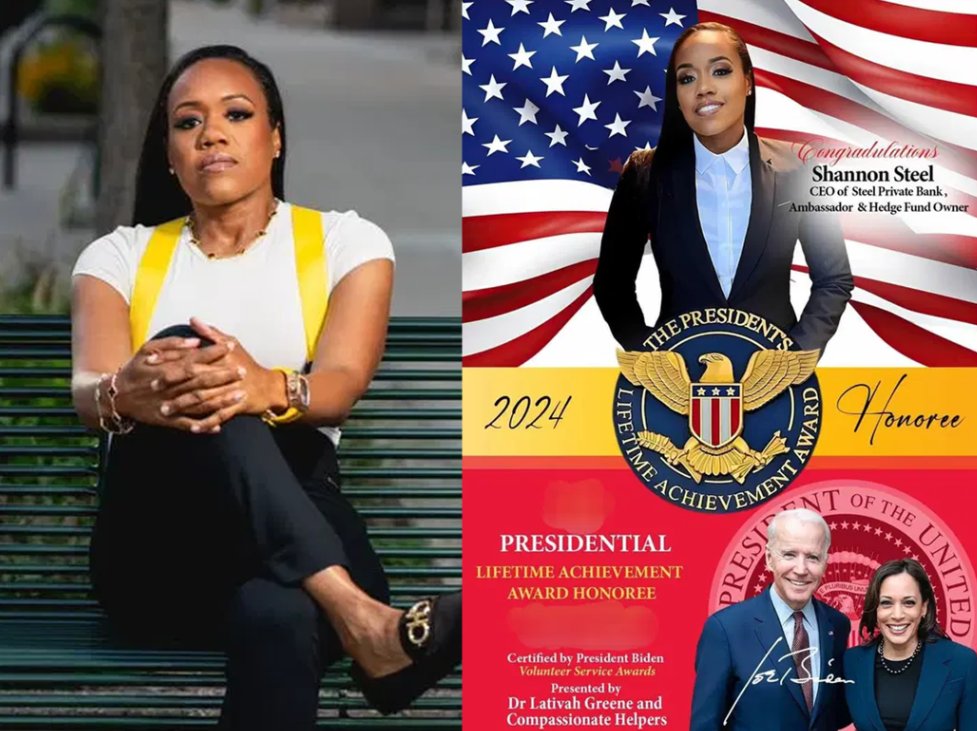 libsoftiktok's tweet photo. Shannon Monet Steel, a Michigan woman who was honored by Joe Biden in 2024, was just ARRESTED for allegedly stealing over $1 MILLION from victims.

According to court documents, Steel LIED about being an ambassador, a successful business owner, and a banker.

She reportedly used these fake personas to help falsify documents and steal large amounts of money.

All fraudsters must be held accountable.