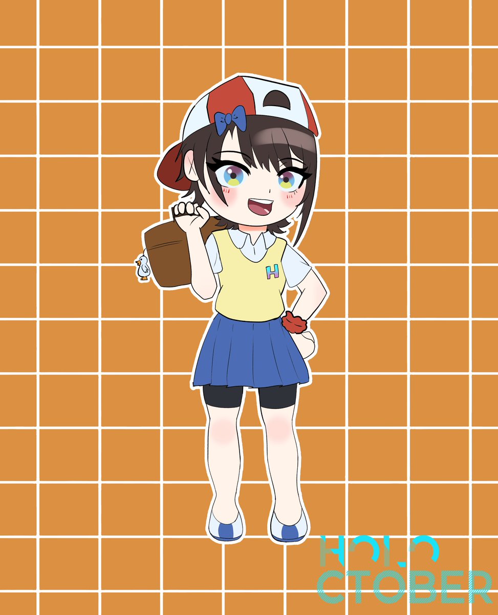 MelonDog3's tweet photo. Day 2: school uniform 🧡🦆

#holoctober https://t.co/ntiCbXaEaT