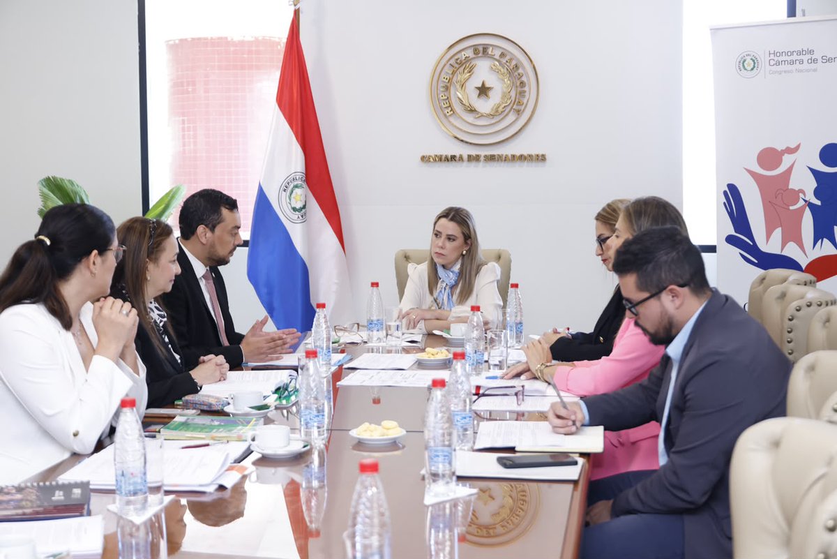 MTESS_PY's tweet photo. #TrabajoInfantil | Avanza propuesta de ley contra el trabajo infantil peligroso

Representantes del Ministerio de Trabajo, del @MINNAParaguay  y del Congreso Nacional avanzaron en la revisión del proyecto de ley que busca fortalecer la protección de niñas, niños y adolescentes frente al trabajo infantil peligroso y otras formas de explotación.

La reunión contó con la participación de la viceministra de Empleo, @veronicalopezb2; de la senadora @lizarellapy, impulsora de la iniciativa; el viceministro de Protección Integral del MINNA, Eduardo Escobar; y equipos técnicos de las instituciones.

Durante el encuentro se alcanzaron consensos sobre la versión final del proyecto, que será próximamente estudiado por el pleno de @SenadoresPy. 

La iniciativa apunta a establecer un marco de protección contra las distintas formas de trabajo infantil peligroso y el criadazgo.