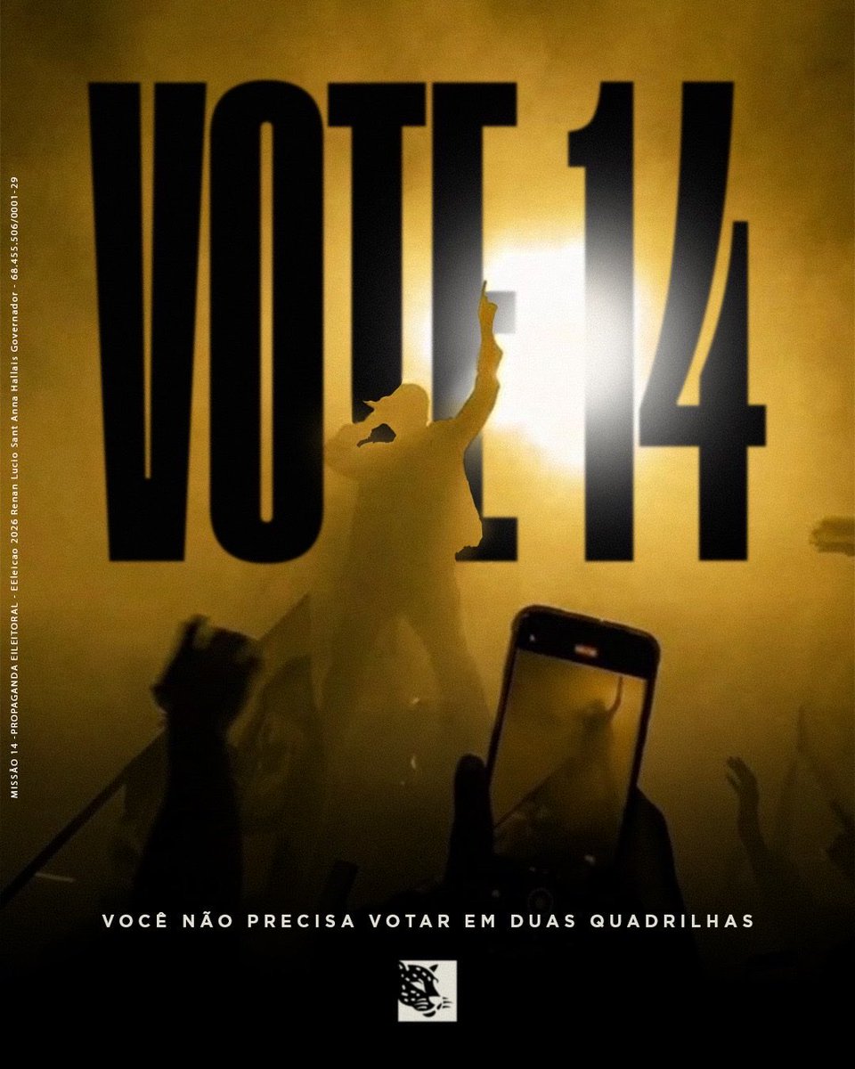 RenanHallais's tweet photo. Você não precisa NUNCA mais votar em uma quadrilha!

VOTE 14 na CHAPA TODA! https://t.co/9SHnI2AmNt