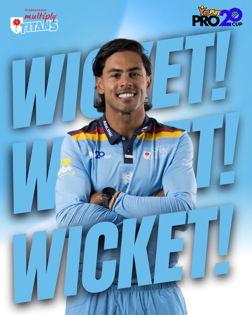 Titans_Cricket's tweet photo. WICKET.π₯
Dayyaan Galiem strikes! Snyman is dismissed for 32 as the Flexbrands Knights lose another wicket.π
πΊ Catch all the live action on Channel 212.
#TitansCricket #MomentumMultiplyTitans #YesPlayPro20 #SkyBlues https://t.co/Gyd23aRySx
