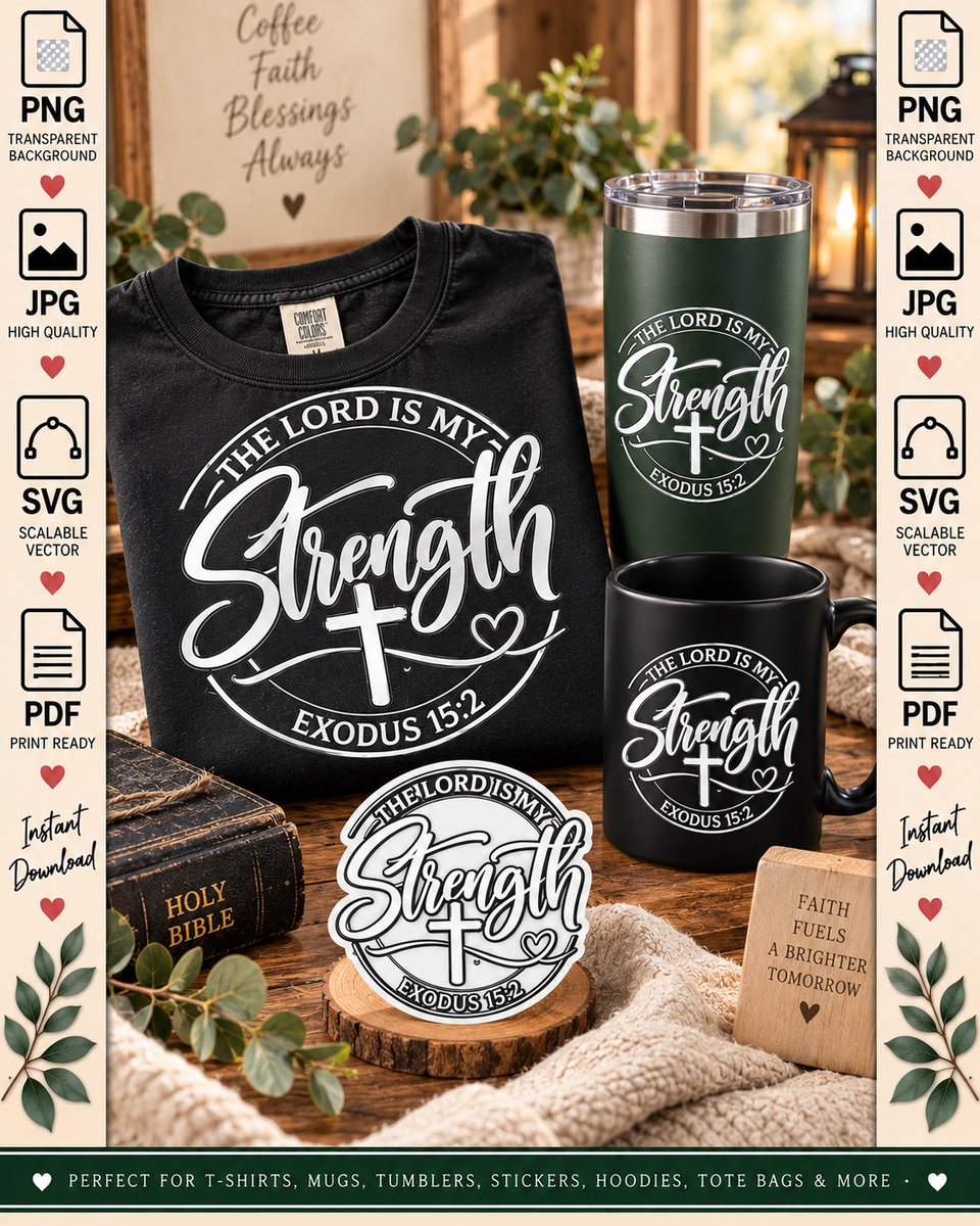 Coloramusestudi's tweet photo. Etsy Digital Products

https://t.co/TOxDTyQzkV

✝️ The Lord Is My Strength ✨
Uplifting Christian faith design for apparel, gifts &amp; creative projects. 💕
📥 SVG • PNG • JPG • PDF
#ChristianFaith #ChristianDesign #Faith https://t.co/Yk3Gqnqrej