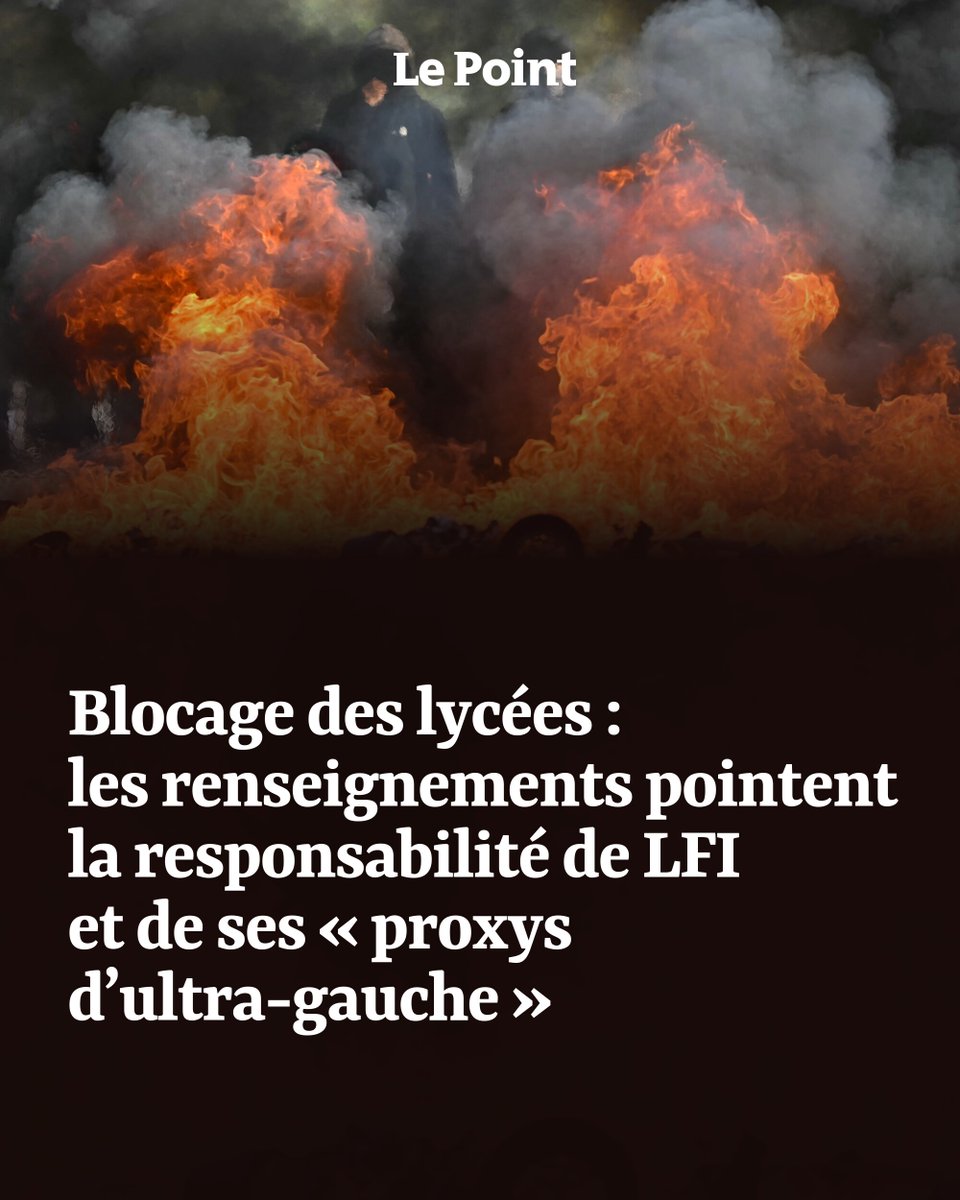 LePoint's tweet photo. Le renseignement parisien ne mâche pas ses mots : il voit derrière les blocus lycéens une volonté de désordre manifeste, probablement à des fins électorales.

Par @S__Buisson
➡️ https://t.co/JH8M9OI5PE https://t.co/C8TVB1HXlH