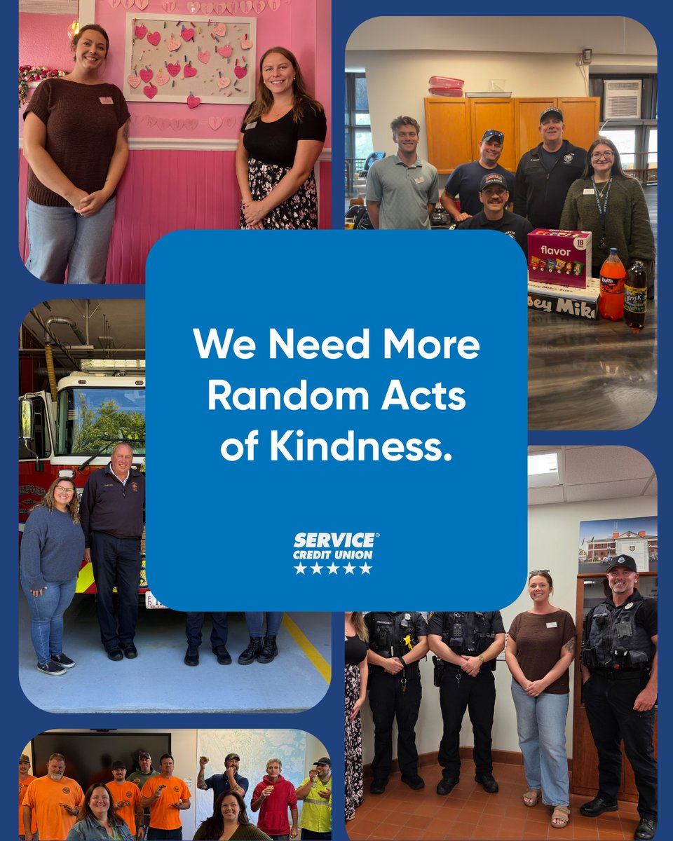 Servicecu's tweet photo. Throughout September, our branches have been spreading smiles through our Random Acts of Kindness initiative.

And we're not done yet. Stay tuned for more Random Acts of Kindness.

📍 Featured branches: UNH, Portsmouth, Rochester WM, Hinsdale, Gilford and Hudson. https://t.co/JMVL3vGfNQ