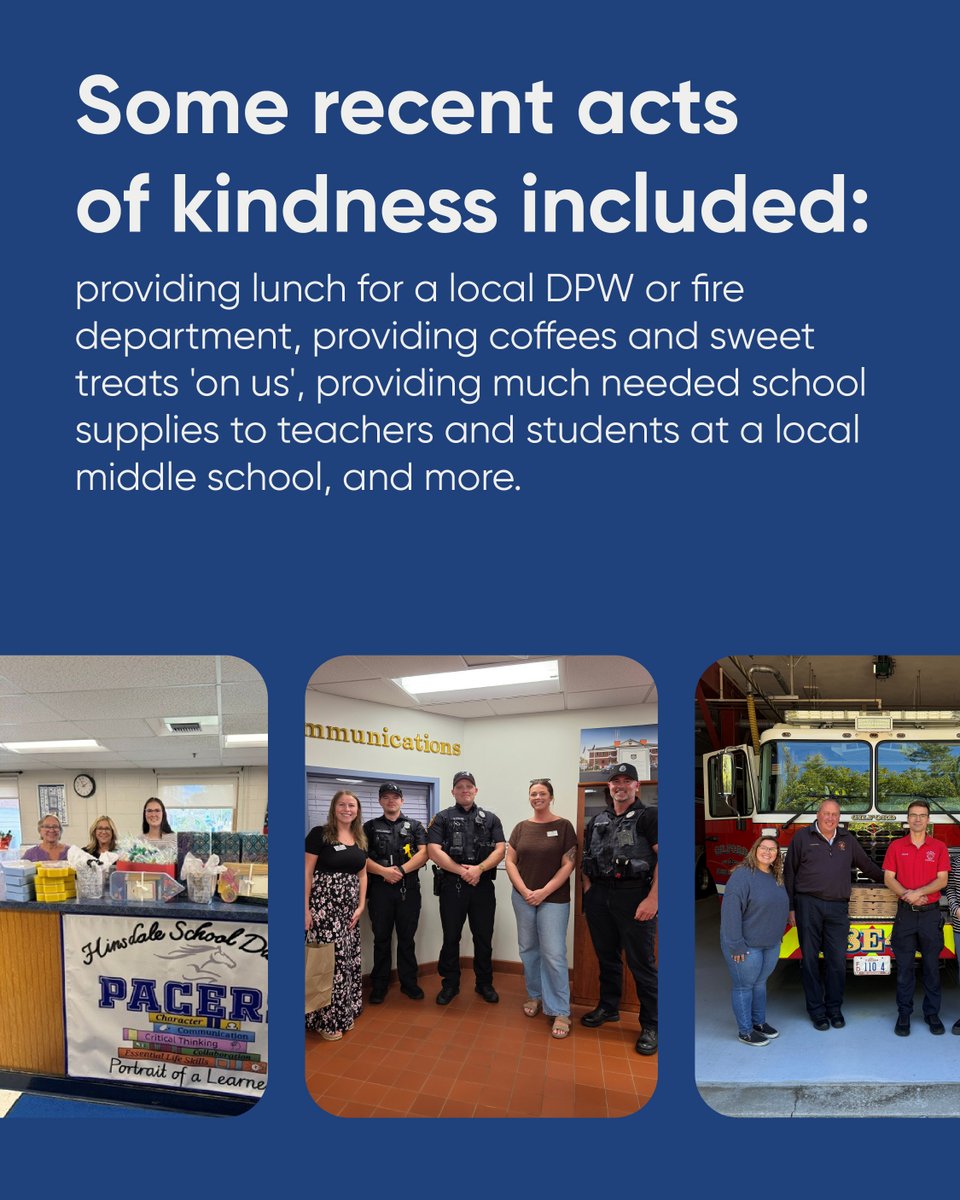 Servicecu's tweet photo. Throughout September, our branches have been spreading smiles through our Random Acts of Kindness initiative.

And we're not done yet. Stay tuned for more Random Acts of Kindness.

📍 Featured branches: UNH, Portsmouth, Rochester WM, Hinsdale, Gilford and Hudson. https://t.co/JMVL3vGfNQ