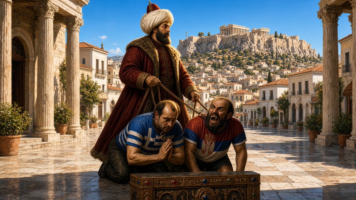 Philosofverita's tweet photo. The Sultan and his two curs 🇬🇷🇷🇸 https://t.co/R5J97jUORF