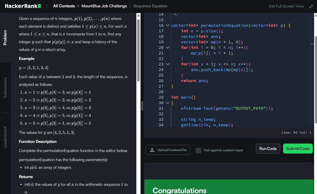 Muskanm_1227's tweet photo. Day 147/150 #150DaysOfCode | Daily DSA Practice β‘
1. Sequence Equation: O(N) TC | O(N) SC
2. Grid Challenge: O(N * M log M) TC | O(1) SC
Got caught up with some offline work today, but kept the problem-solving streak alive!
#DSA #HackerRank #Cpp #Coding #Assessment https://t.co/LhBdLNZdrc