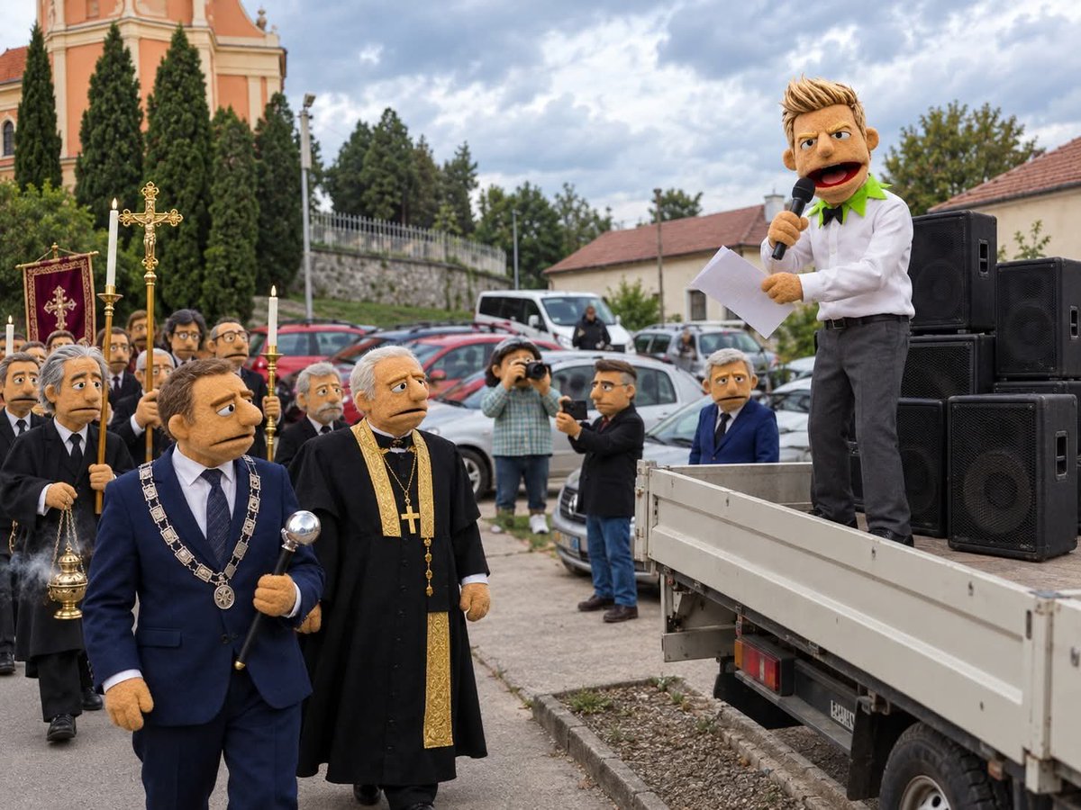 Tpeko66vp's tweet photo. Mapet Show :
HIÁNYZIK A RÉGI SZINI, AKI NEM ÜZENGETETT AZ EGYHÁZNAK, HANEM ODAÁLLT A TEMPLOM ELÉ ÉS ÜVÖLTÖTT. 😭📢⛪

Hiányzik. Komolyan. Az a bátor, platóra pattanó Kedves Vezető, akinek ha nem tetszett egy templomi körmenet, akkor MIKROFONT FOGOTT, ÉS TORKA SZAKADTÁBÓL ORDÍTOTTA: „SZENTELJÉK ÚJRA A TEMPLOMOT!” Nem kérte az egyház álláspontját. Ő maga vitte oda az igét, csak erősítőn keresztül. 😭📢🙏

Putnokon még tudta, hogyan kell ezt csinálni. Ha sérelem érte, arról perceken belül tudott a pap, a ministráns, a sekrestyés, a körmenet és valószínűleg az egész falu is. EZ VOLT AZ IGAZI ÖKUMENIKUS PÁRBESZÉD: AZ EGYIK FÉL ARTIKULÁLATLANUL ÜVÖLT, A MÁSIK OLDAL MEG HALLHATTA HÁROM UTCÁVAL ARRÉBB IS. 🔔😭⛪

Ebbe a Szinibe szerettem bele. MERT VOLT BENNE TŰZ. Ha kellett, puszta hangerőből újraszenteltette volna a templomot. A régi Szini nem Facebook posztokban gyakorolta a közvetlen demokráciát. DECIBELBEN KÖZZÉTETTE. 🔥📢💚

És most? Egy pap mond rá valami csúnyát, ő meg elhatárolódást kér a Facebookon. NE, SZINISZTERELNÖK ÚR! Ne a hírfolyam legyen a szószék, amikor még állnak templomlépcsők ebben az országban. 😭📱⛪

Nekem az a Szini hiányzik, aki nem elküldte az üzenetet, hanem SZEMÉLYESEN MEGÉRKEZETT VELE, HANGOSÍTÁSSAL. Plató. Mikrofon. Lobogó mutatóujj. Templomtorony a háttérben. A Kedves Vezető pedig egyszerre szónok, alkalmi prédikátor és kisebb körzeti viharrendszer. 😭☝️🌩️

NE ÜZENJEN, SZINI. MENJEN ODA.
A HIT HEGYEKET MOZGAT. 📢⛪💚