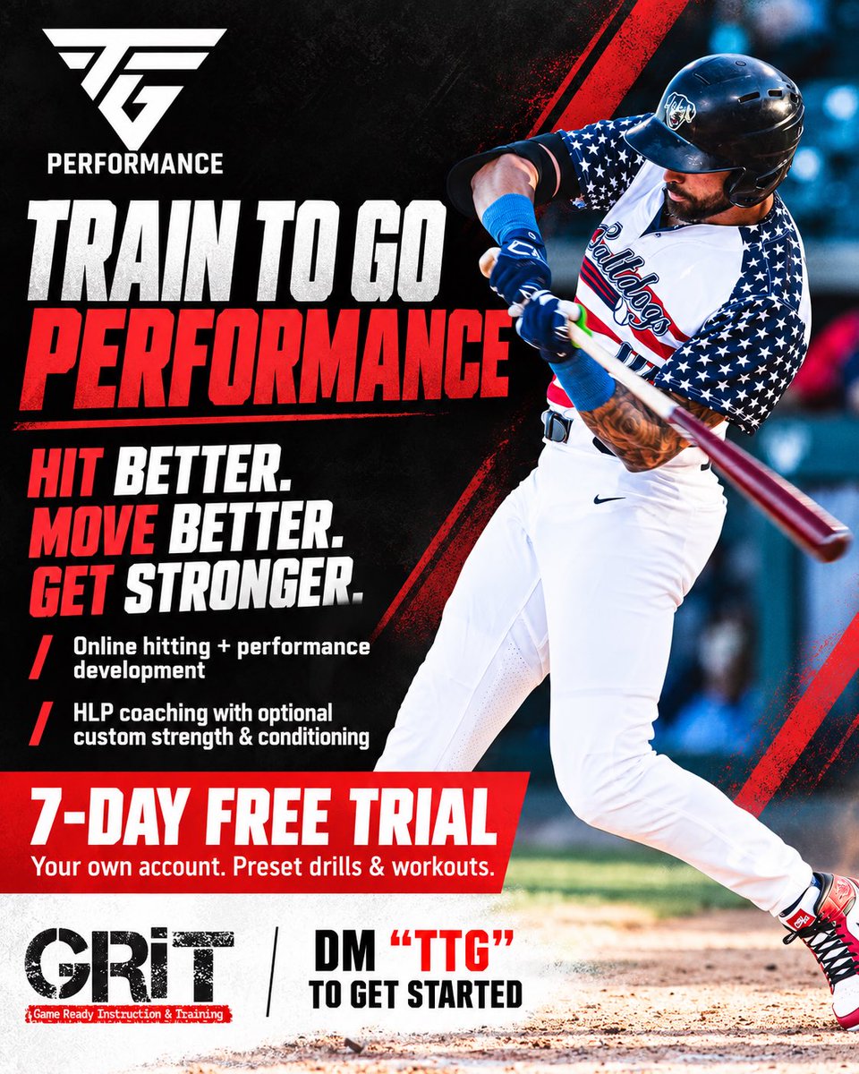gritnj's tweet photo. 🔒 Hit better. Move better. Get stronger.

Make this offseason count!

Train To Go Performance offers online HLP hitting development with optional custom strength & conditioning to develop strength, power, speed and explosiveness.

Start with a 7-day free trial. 
We set up your own account with preset drills and workouts ready to follow.

DM “TTG” to get started.

Prefer email? 
Reach us at info@gritnj.com