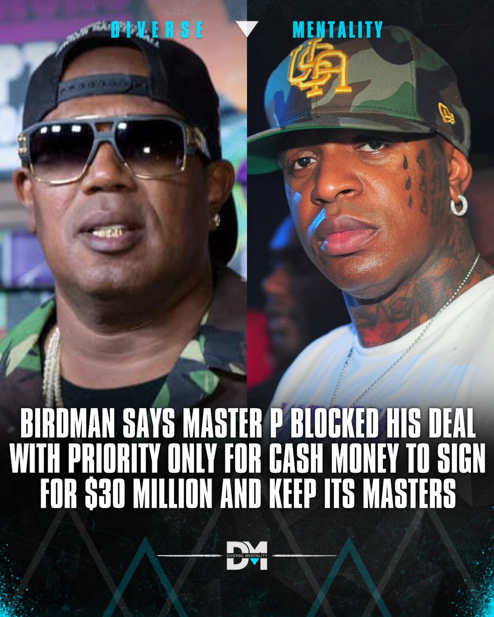 DverseMentality's tweet photo. Birdman says Master P blocked Cash Money’s record deal, only for them to land $30 million elsewhere and keep their masters.

During his appearance on Nick Cannon’s “Counsel Culture” podcast, Birdman recalled flying to California to meet with Priority Records, which already distributed No Limit: 

“So I flew out there expecting a deal right? But they said no because Master P told them ‘If yall sign them, I’m leaving’”. 

Birdman returned to New Orleans and kept building his vision independently and finally in 1998, Cash Money signed its landmark deal with Universal, securing funding without handing over ownership of its recordings.