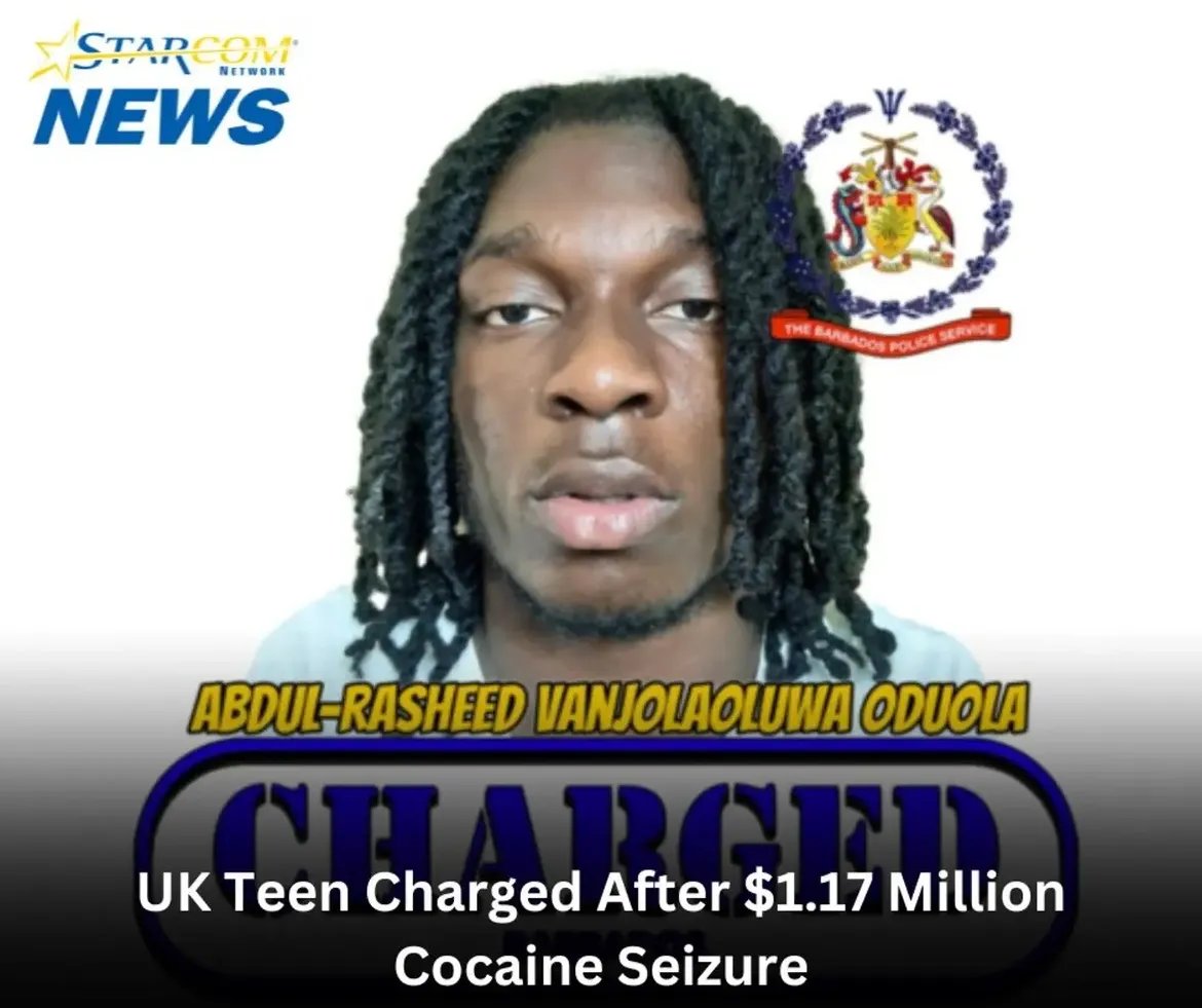 CrimeLdn's tweet photo. A teenager from Dagenham was caught with 23.4 kg of cocaine worth 1.17 million dollars as he tried to smuggle it out the country of Barbados.

19-year-old Abdul-Rasheed Anjolaoluwa Oduola of Dagenham, East London was was charged with possession, trafficking and intent to supply cocaine, as well as attempting to export cocaine As he appeared at court today.