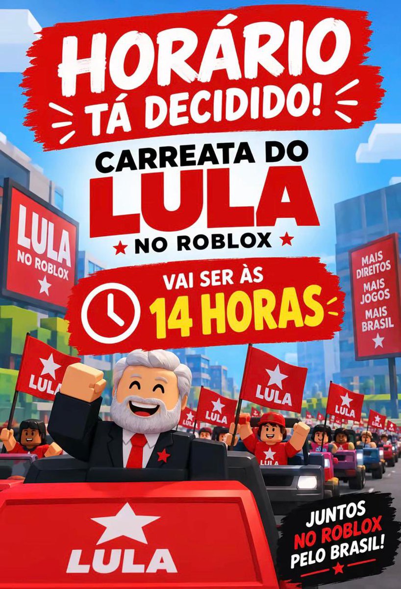 protectluanr's tweet photo. carreata lula reeleito no roblox quem vamos https://t.co/QYhnXlsXgp