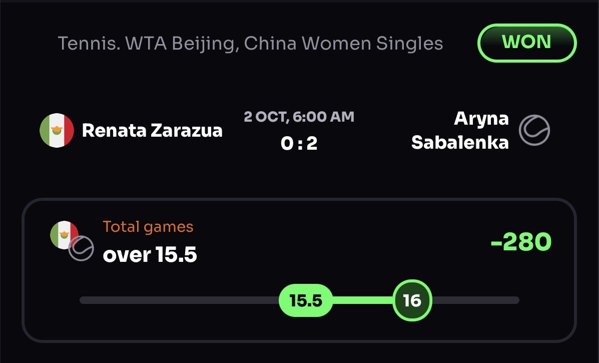 ElevatedSharp's tweet photo. 🎾 ⬆️ 15.5 Total Games @WTA @TennisChannel @TennisTV 🏁 https://t.co/FxVAX0aW37