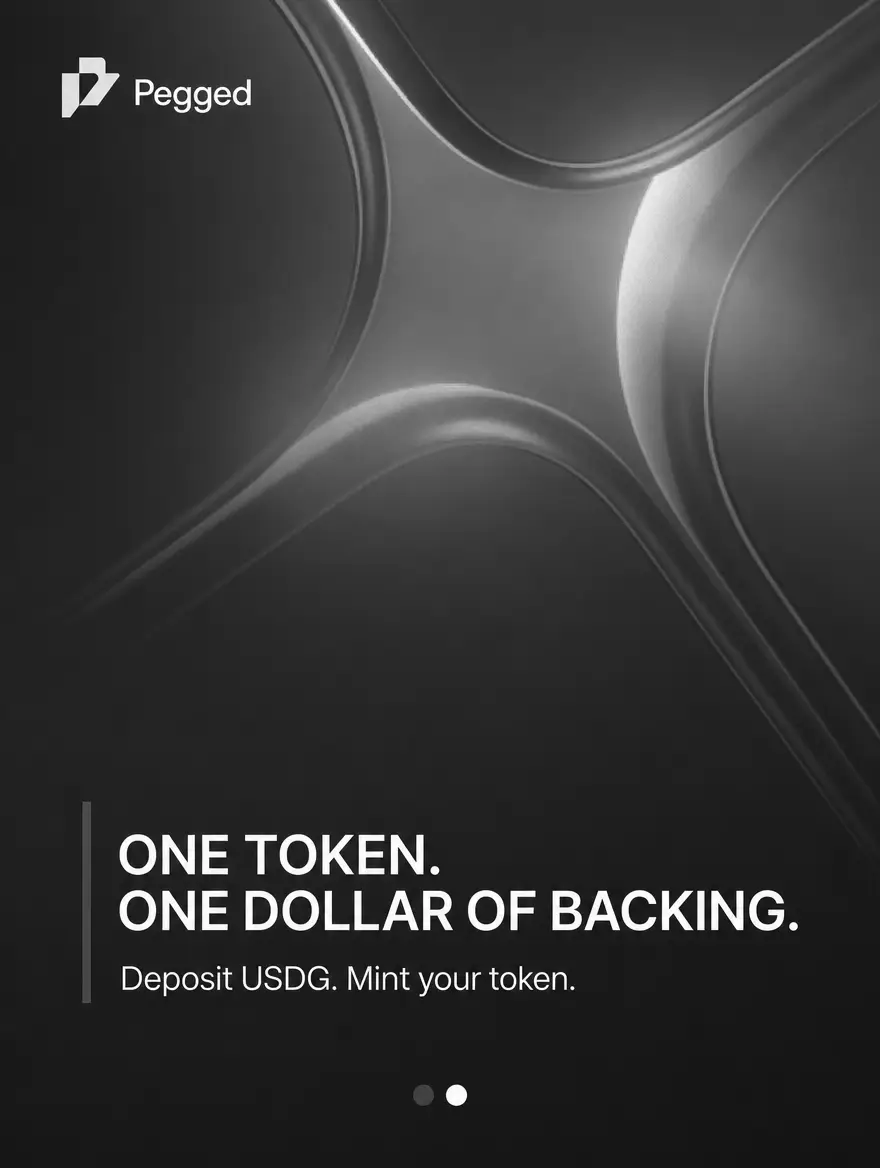 UsePegged's tweet photo. One token. One dollar of backing.

Pick anything. Create your own token. Back every mint with USDG.

Your idea. Your market.

https://t.co/cZP1l6LHWM https://t.co/wPqLwk7RT6